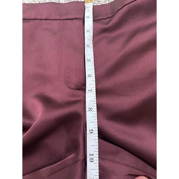 NEW Satin Ankle Trousers Silk Tulip Hem With Pockets Quiet Luxury, Port, size 8 - Picture 8 of 11